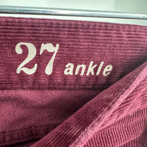 J Crew Size 27 Jeans Red Skinny Ankle Toothpick Bright Vibrant Denim Corduroy - Picture 5 of 5